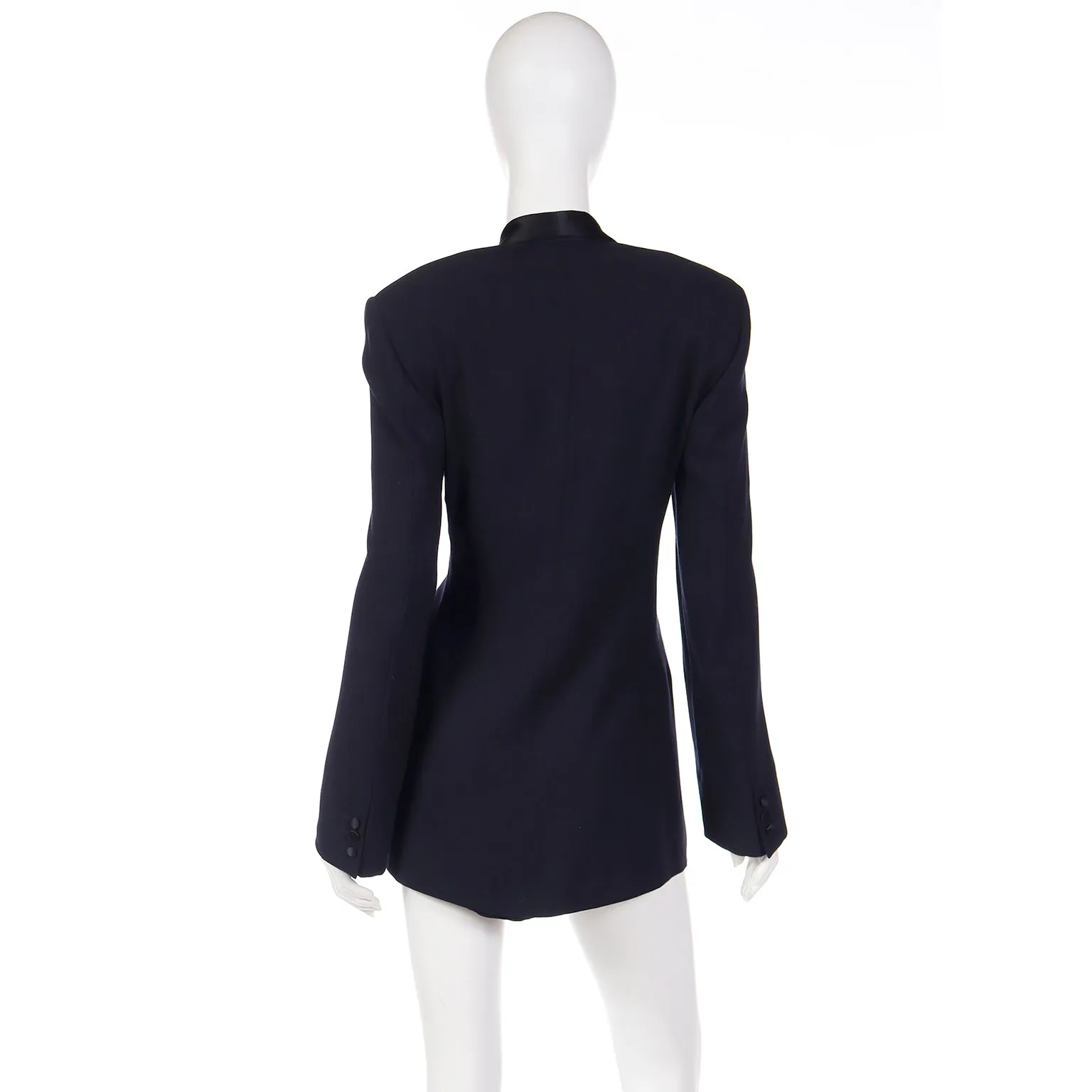 1990s Giorgio Armani Black Longline Tuxedo Jacket