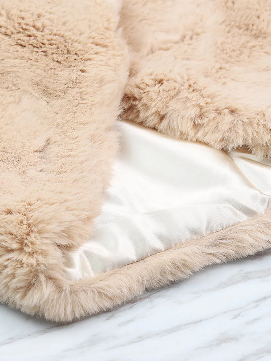 2025 Camel Faux Fur Cape Wedding Shawl For Women