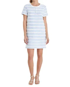 2.7 August Apparel - Fringed Striped Polo Mini Dress