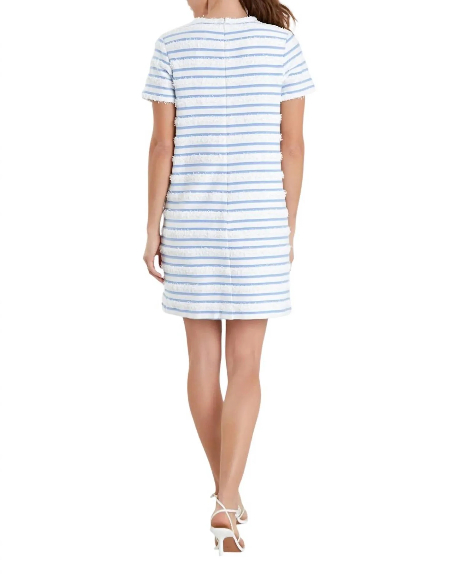 2.7 August Apparel - Fringed Striped Polo Mini Dress