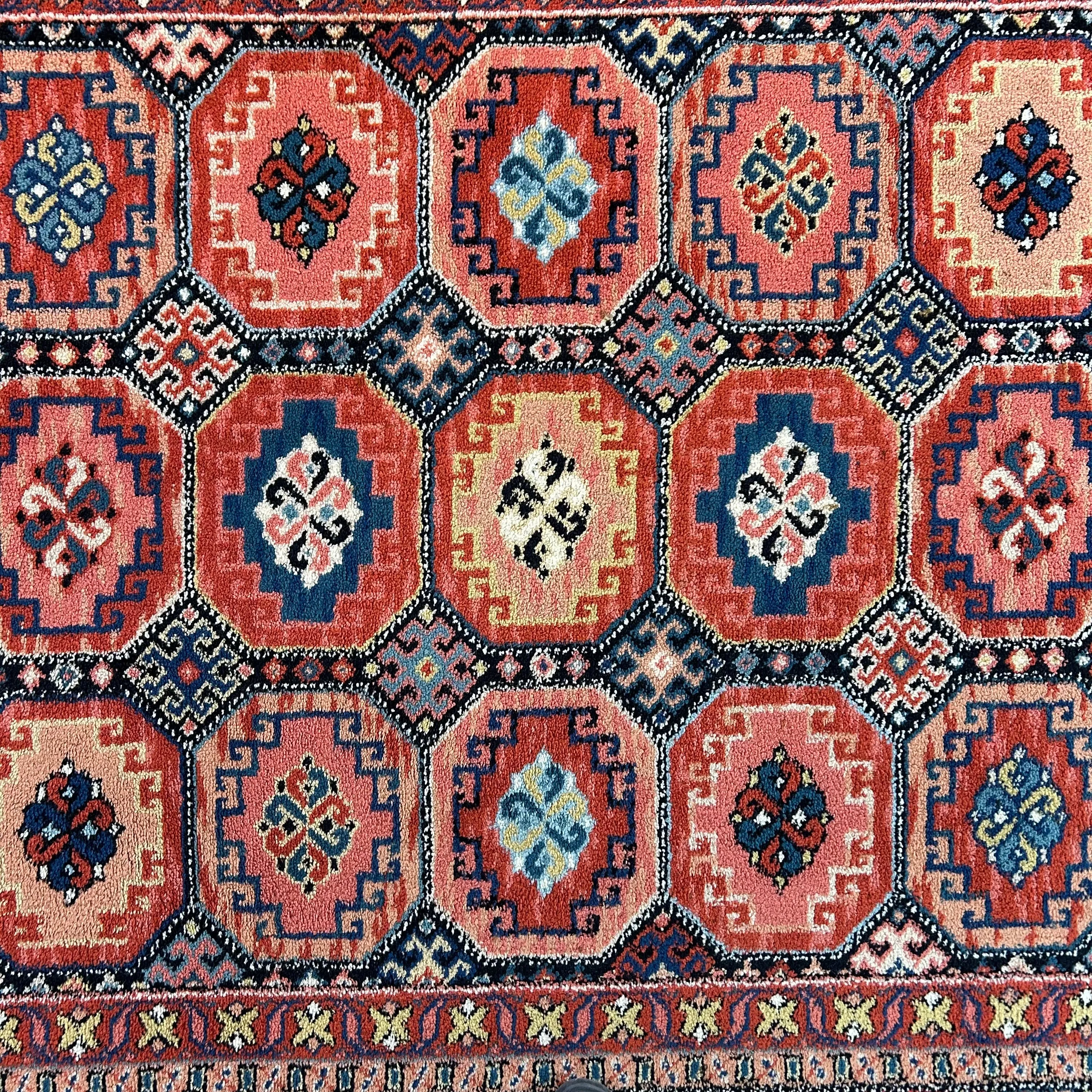 Area Rug, Wool, Rectangle, Rose, Peach, Blues, Cream