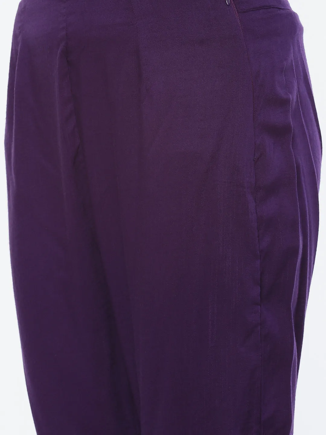 Biba Women Violet Ethnic Motifs Printed Kurta with Trousers & With Dupatta
