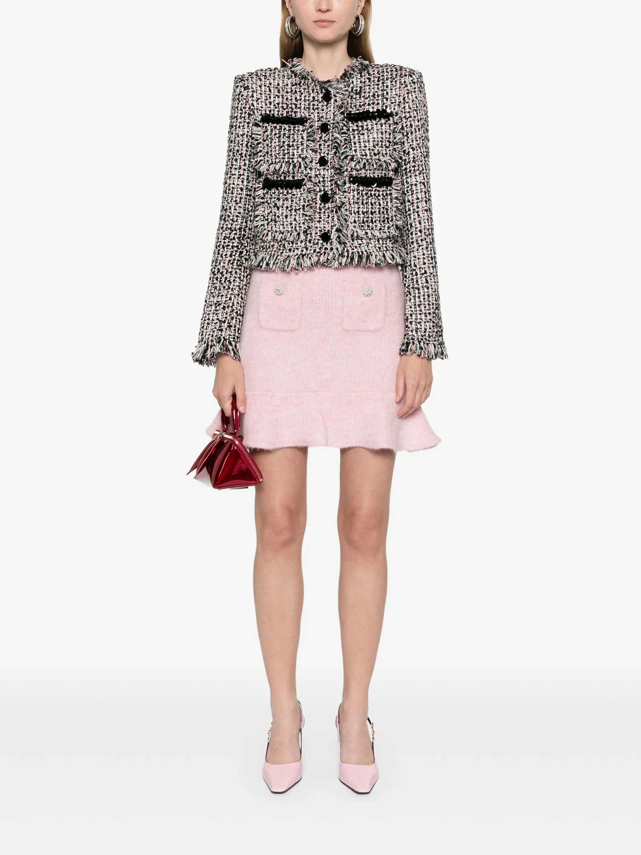 Black Fringed Boucle Jacket