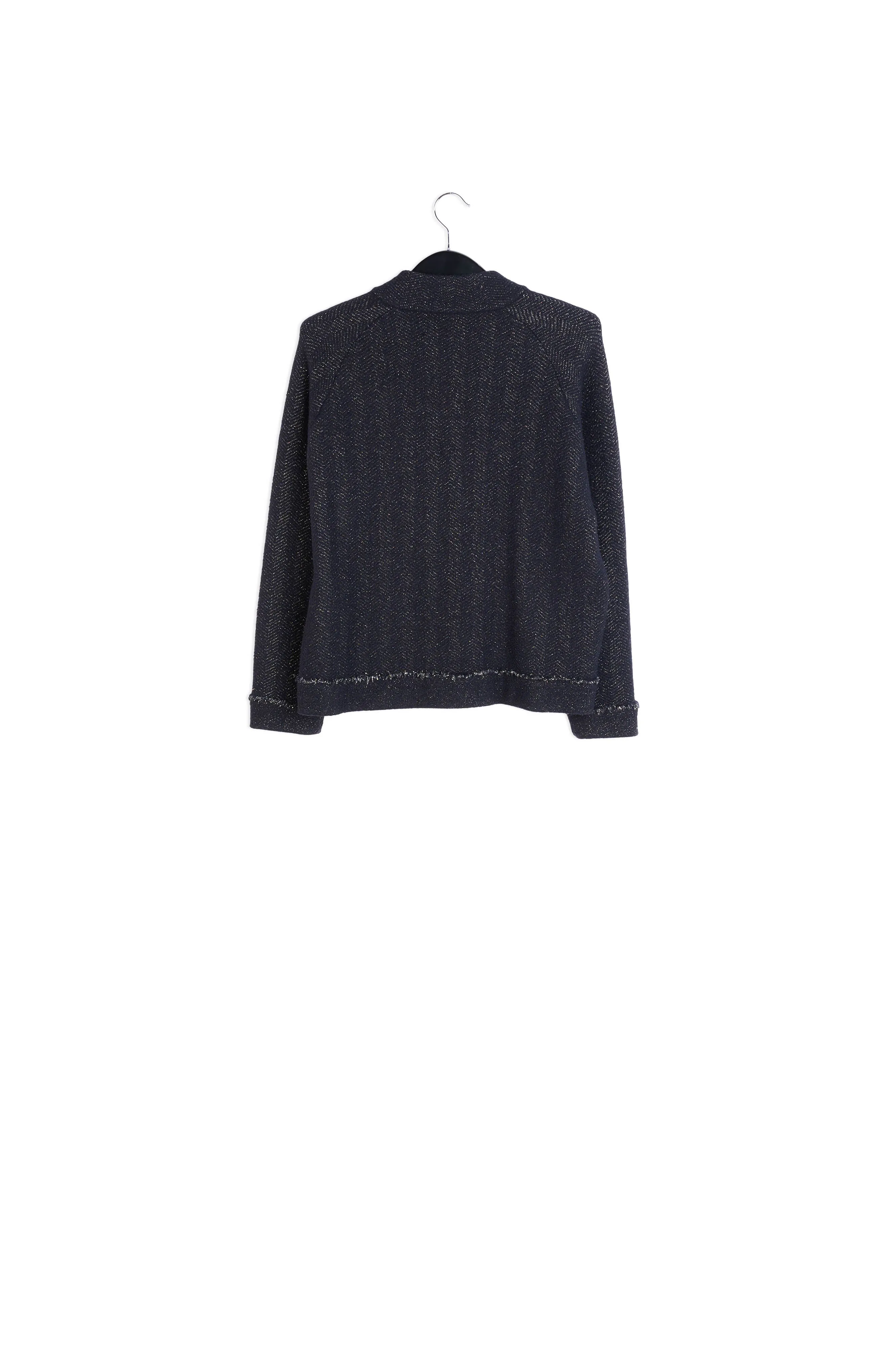 Black knitted short jacket with lurex details