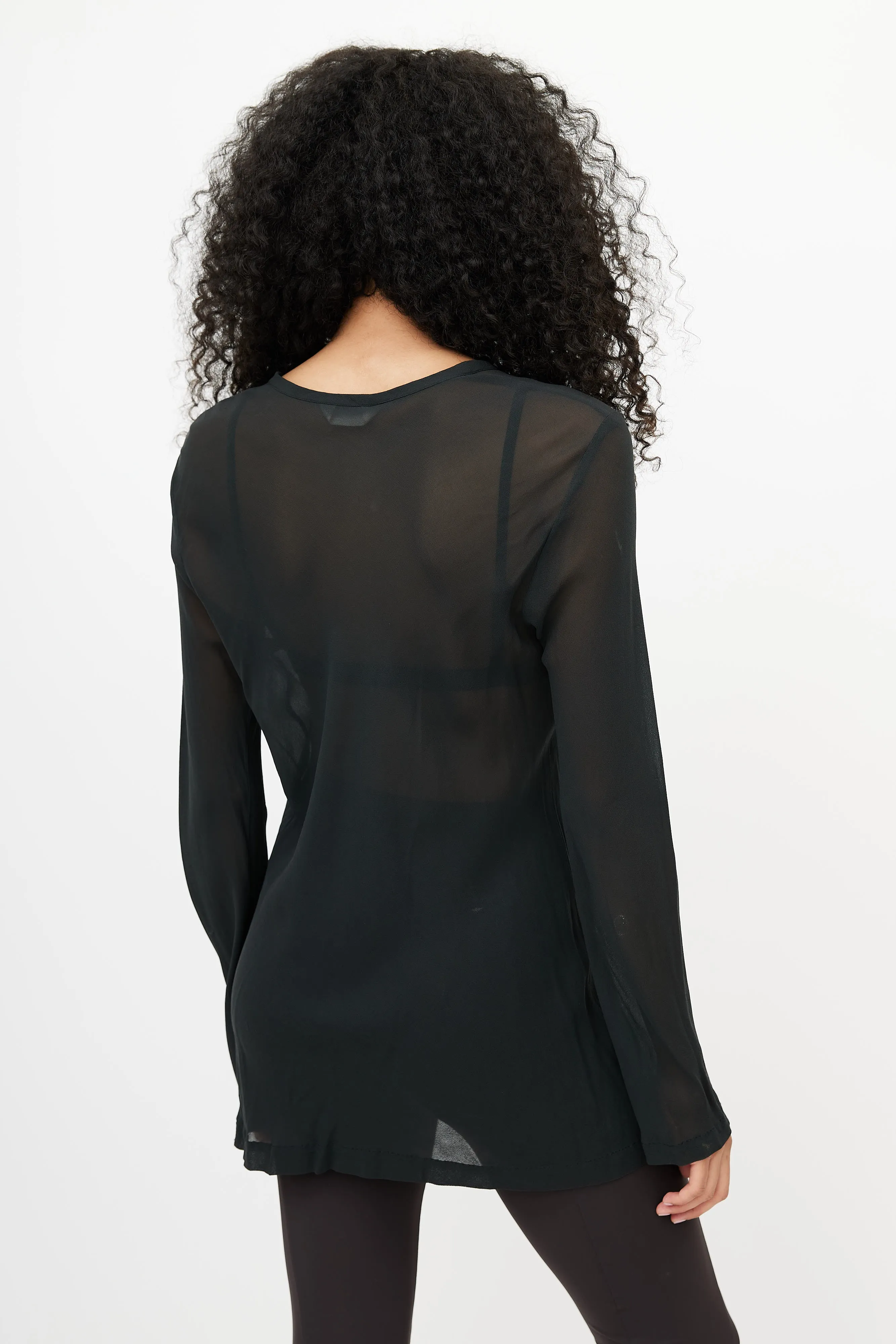 Black Sheer Long Sleeve Top