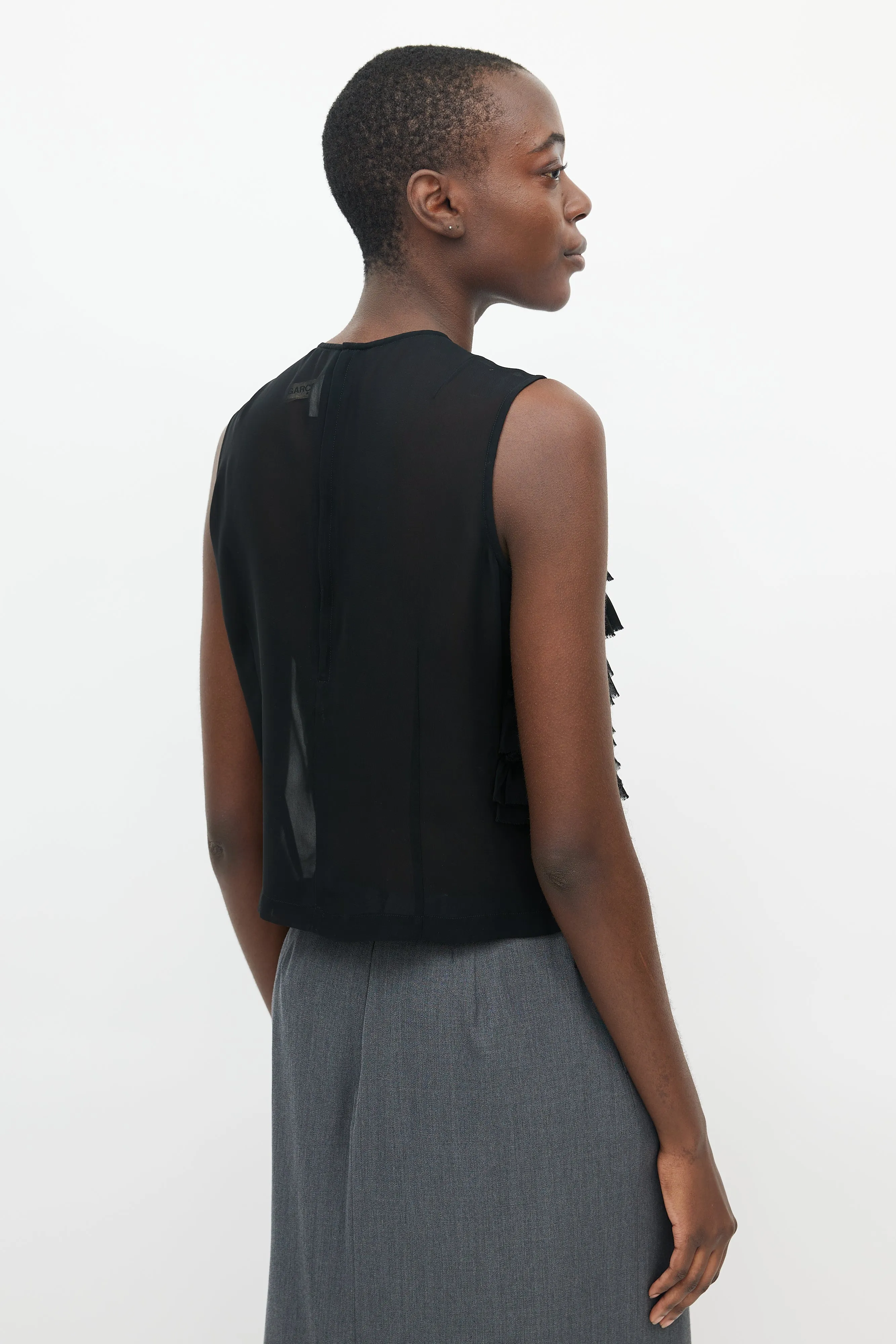 Black Sheer Ruffle Top
