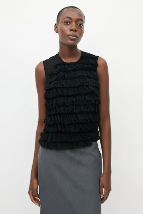 Black Sheer Ruffle Top