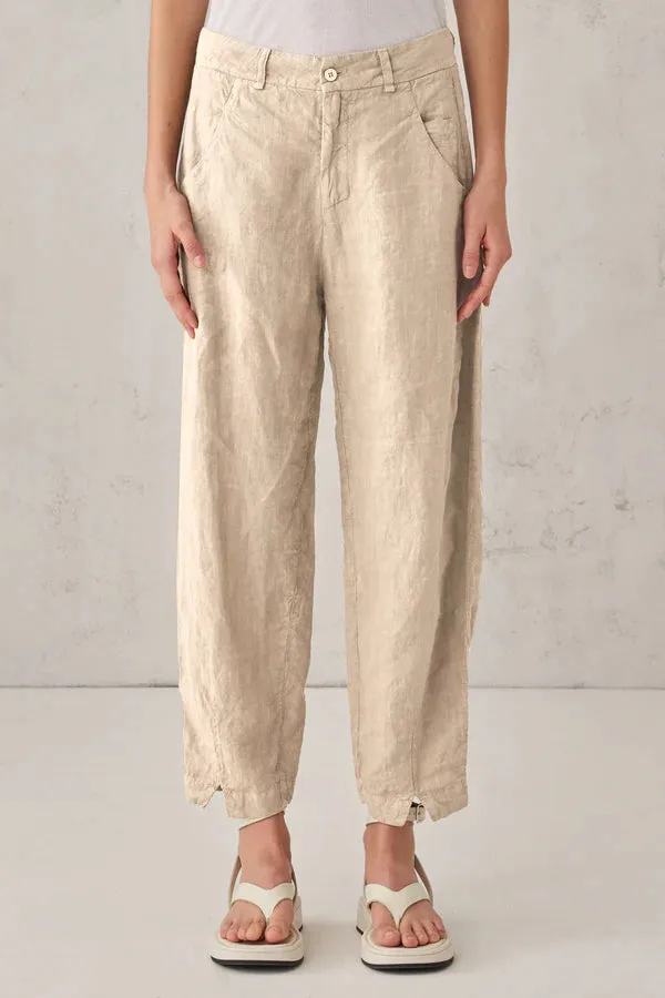 Comfort Fit Linen Trousers - Sand
