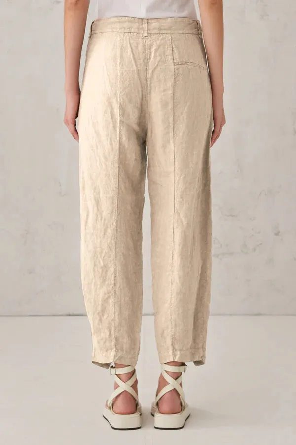 Comfort Fit Linen Trousers - Sand