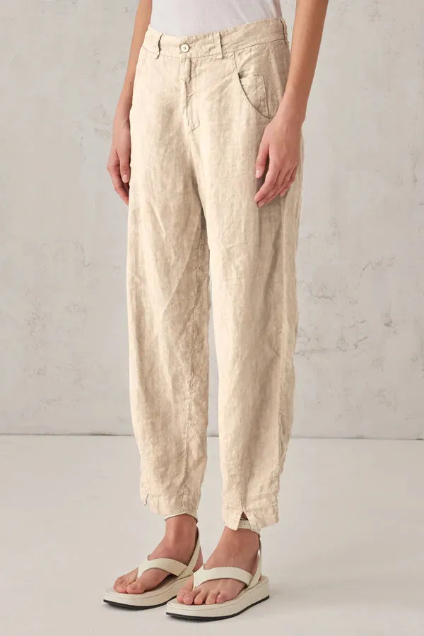 Comfort Fit Linen Trousers - Sand