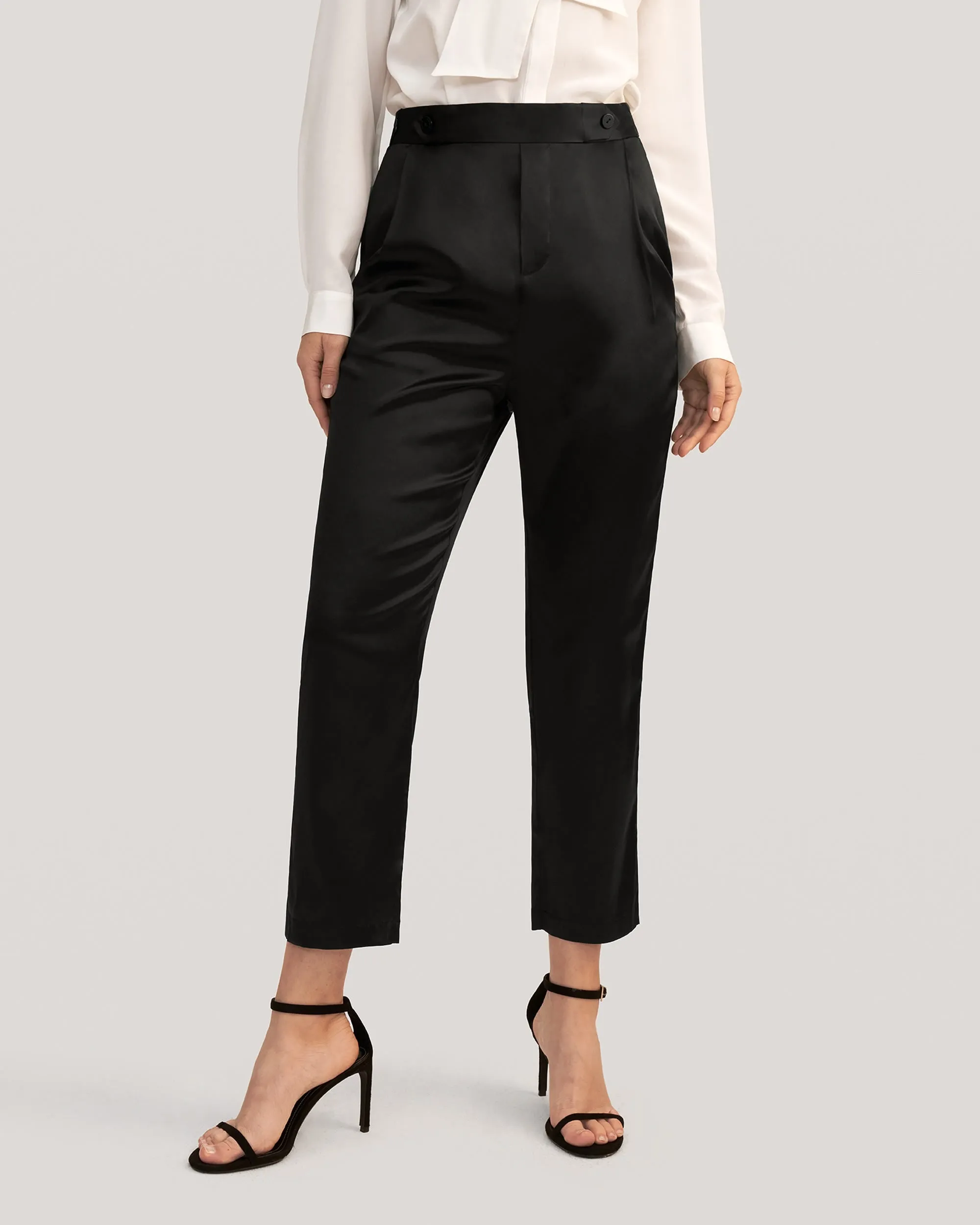 Comfort Fit Silk Cigarette Pants