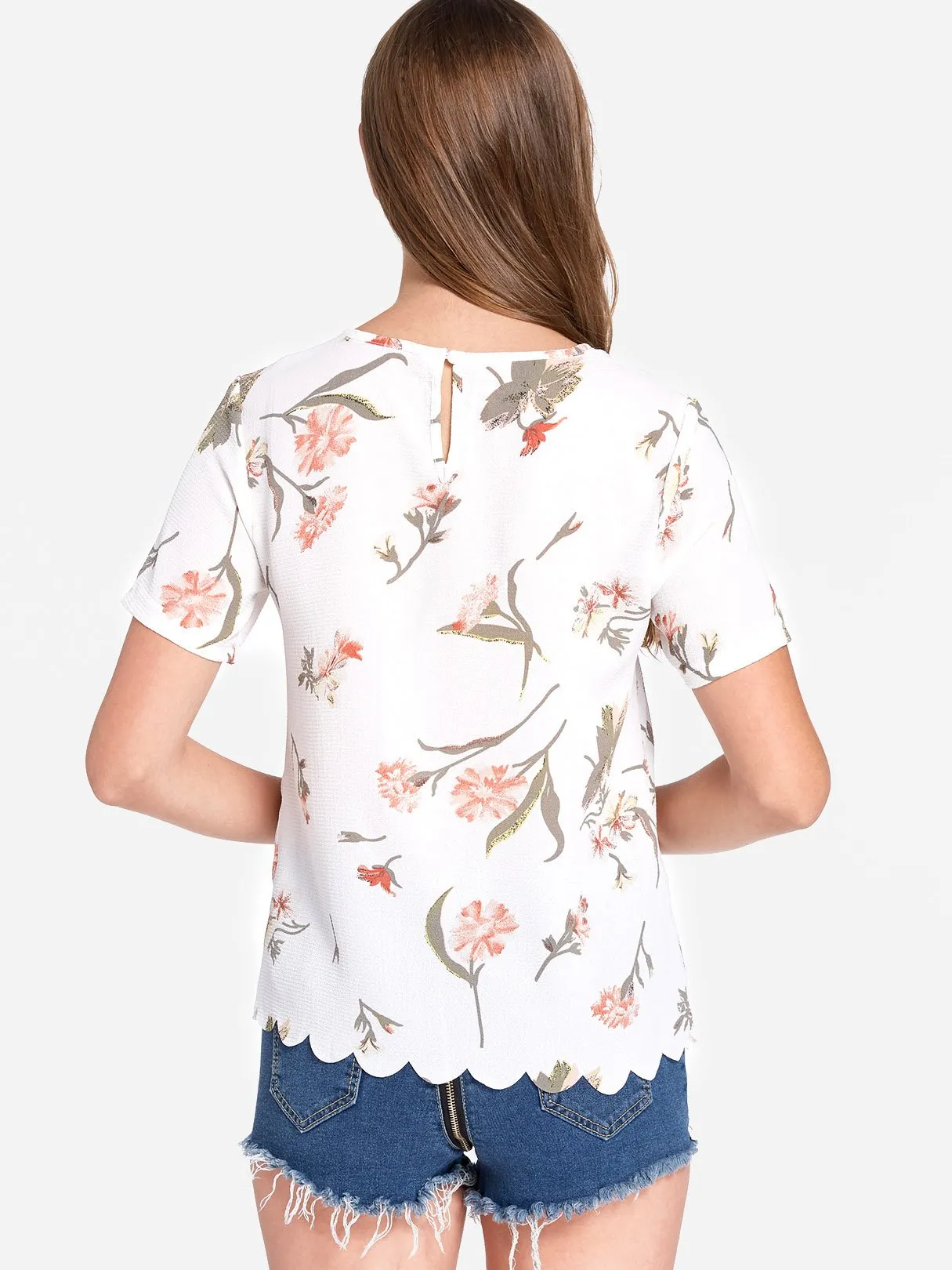 Custom Round Neck Floral Print Short Sleeve T-Shirts