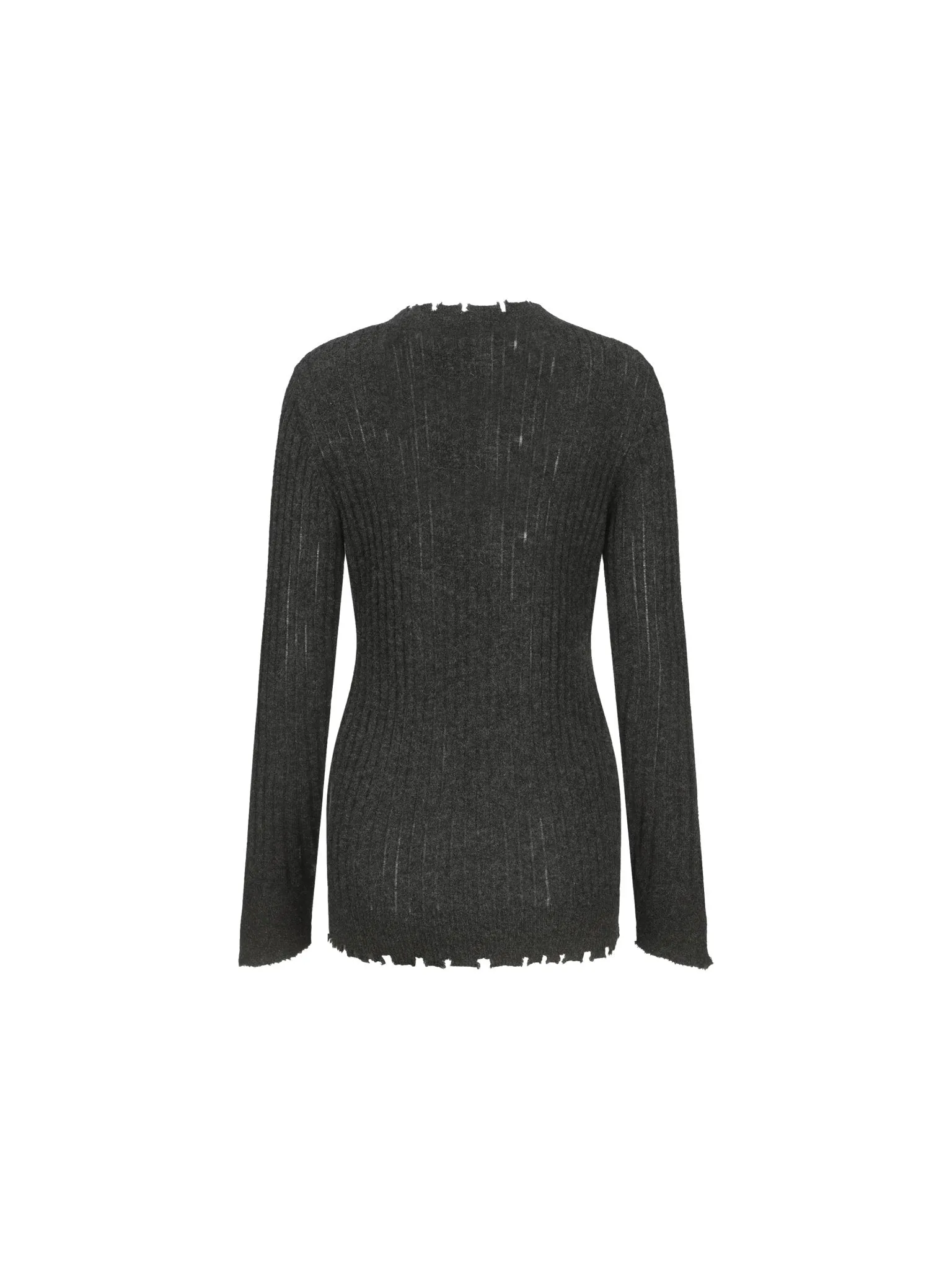 Dark Gray Knitted Raw Edge Cardigan
