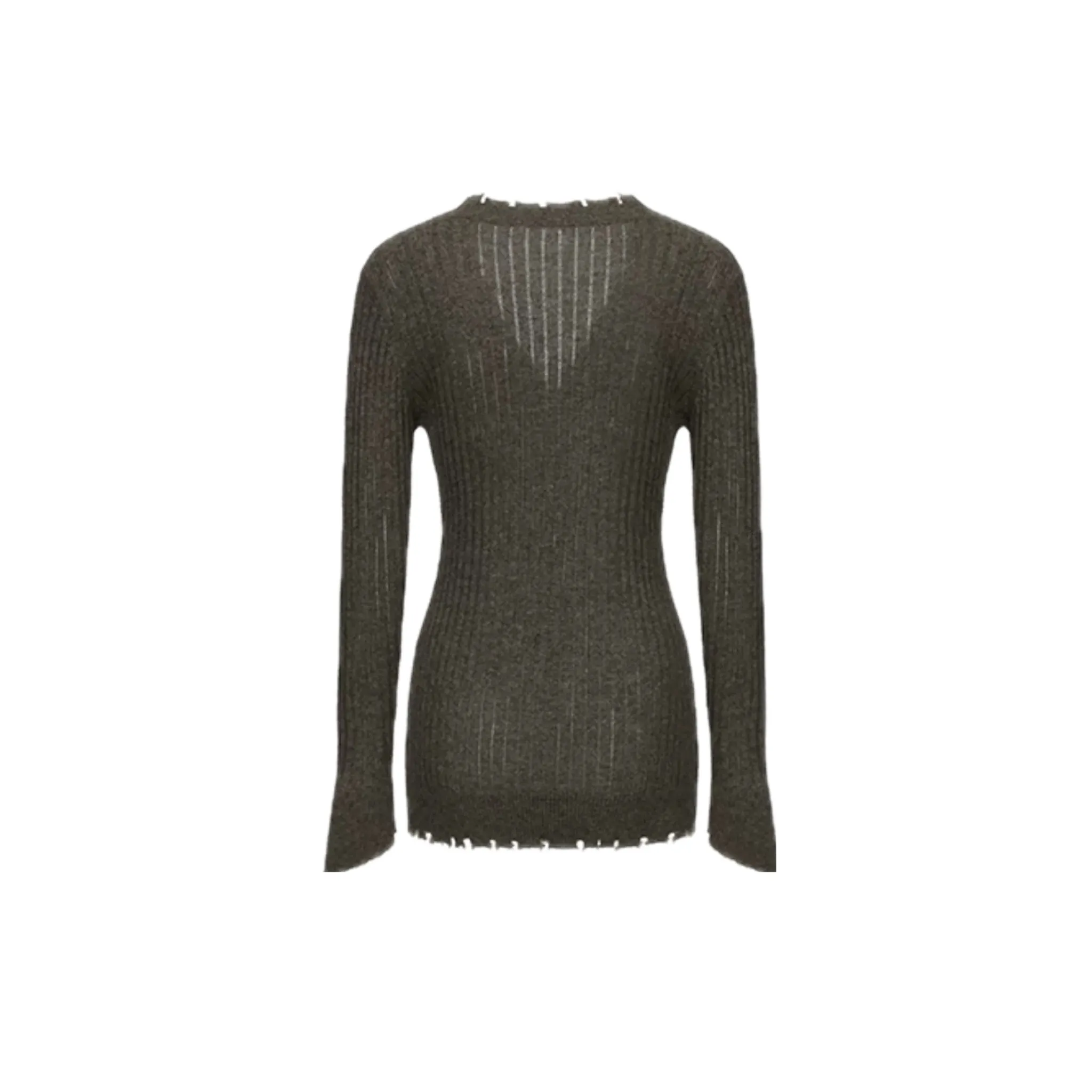 Dark Green Knitted Raw Edge Cardigan