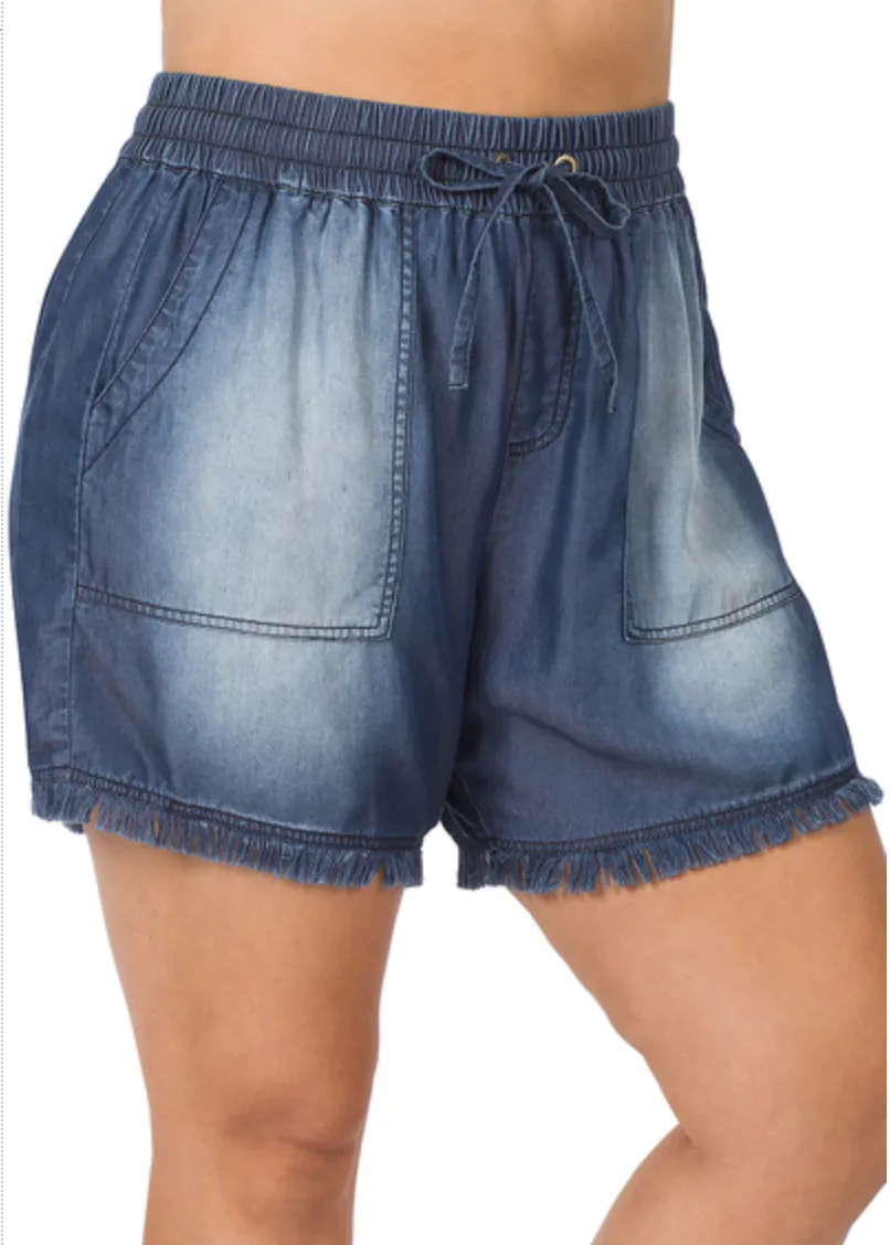 Drawstring Chambray Shorts