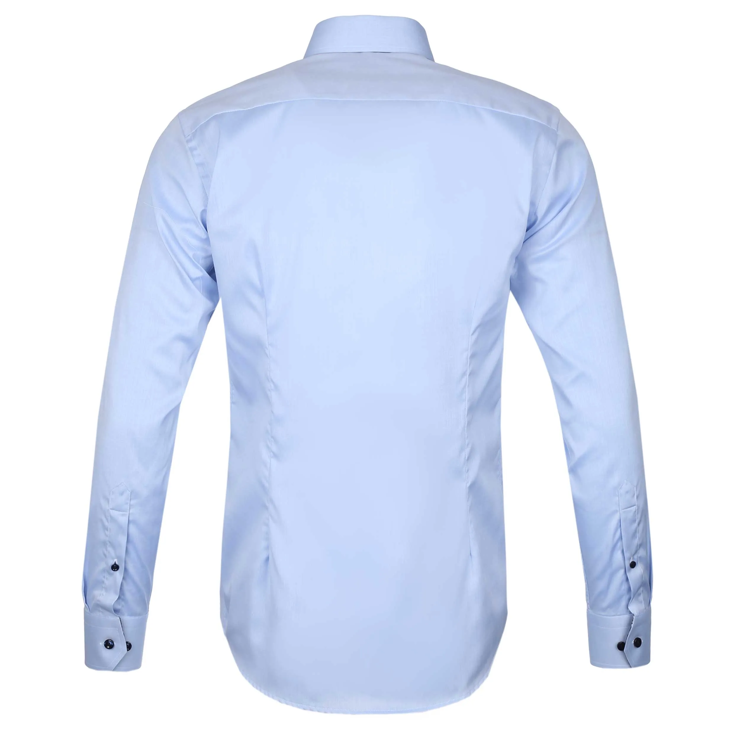 Eton Floral Trim Shirt in Sky Blue