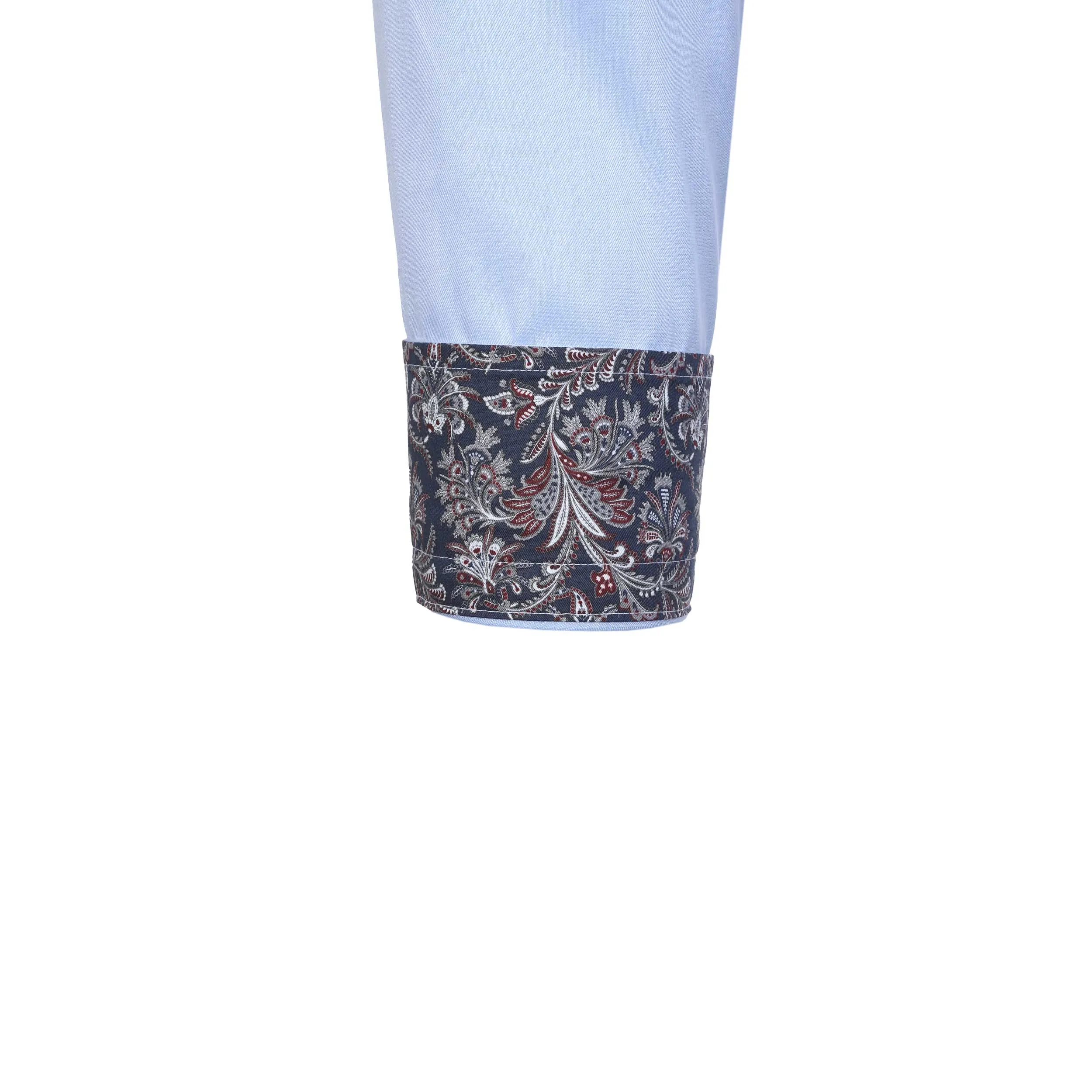 Eton Floral Trim Shirt in Sky Blue