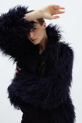 FAUX FUR NAVY COAT