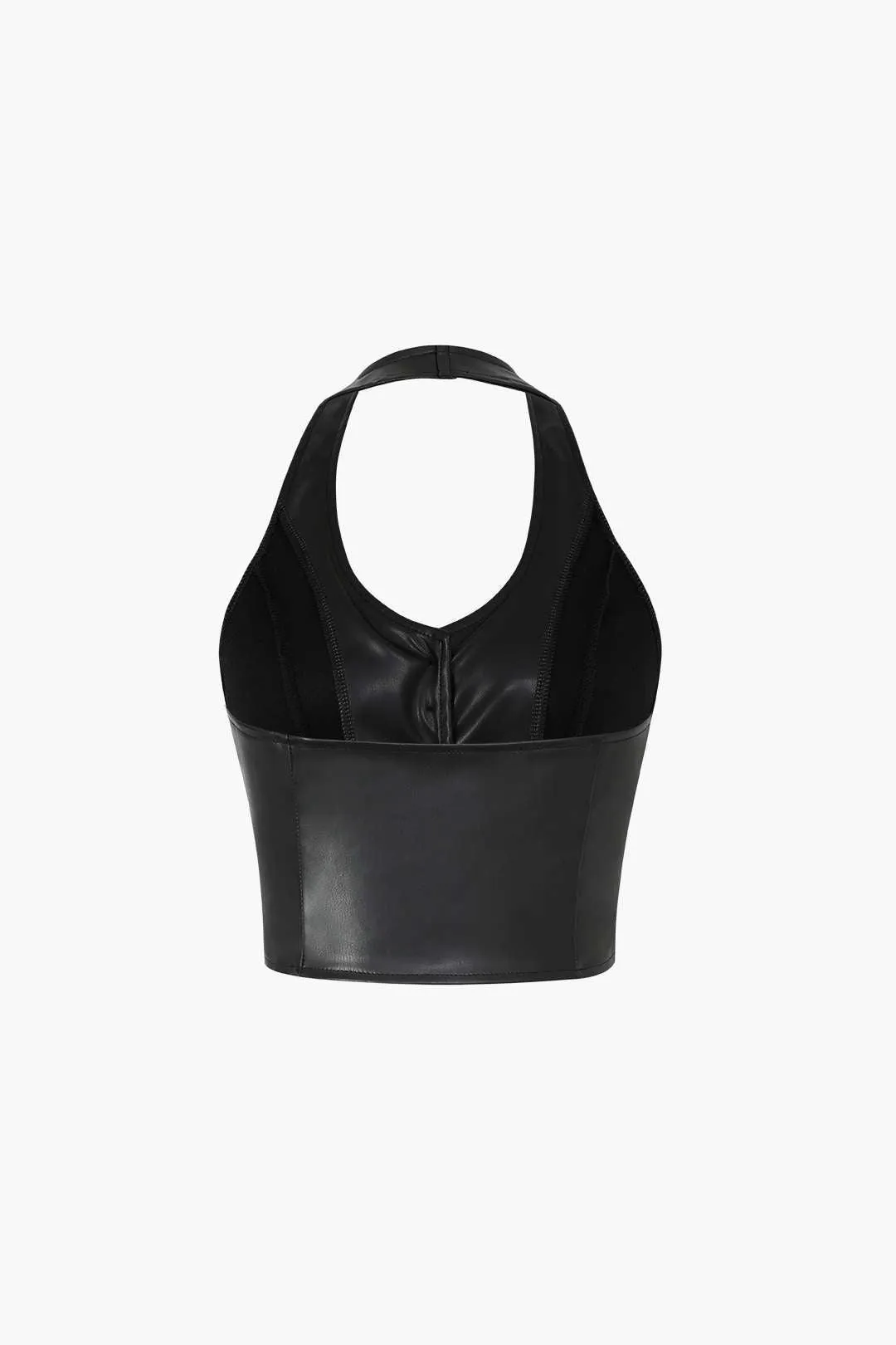 Faux Leather Halter Cami Top