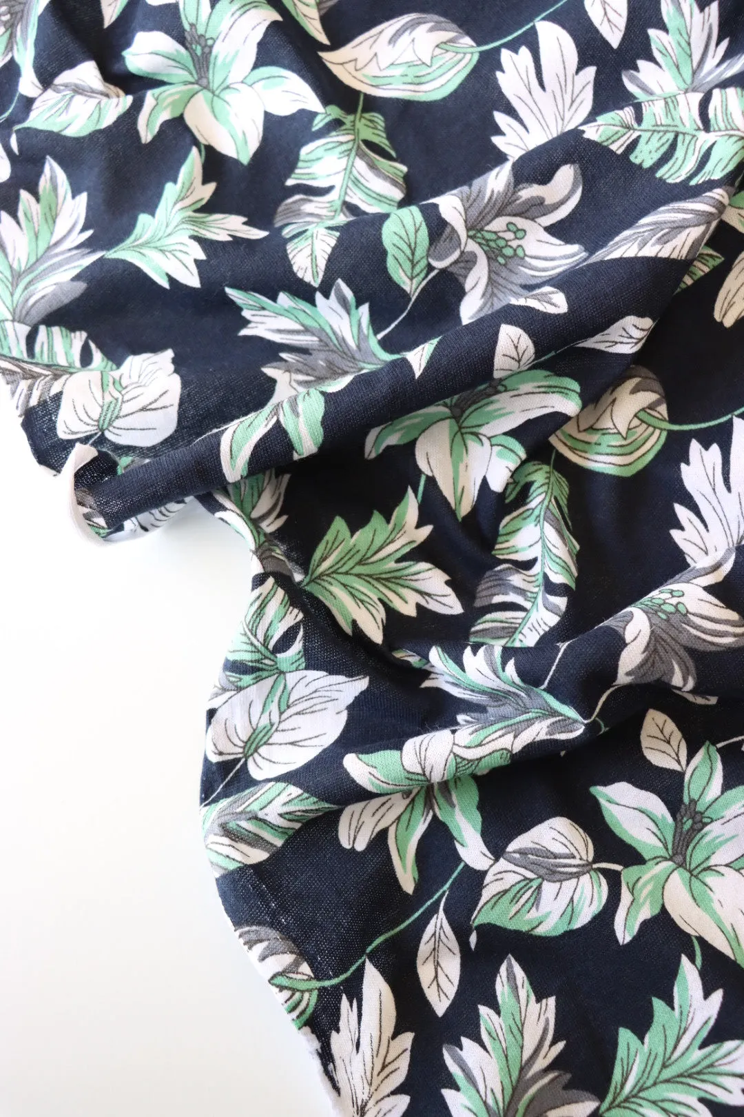 Flora & Fauna on Navy 100% Cotton Jersey