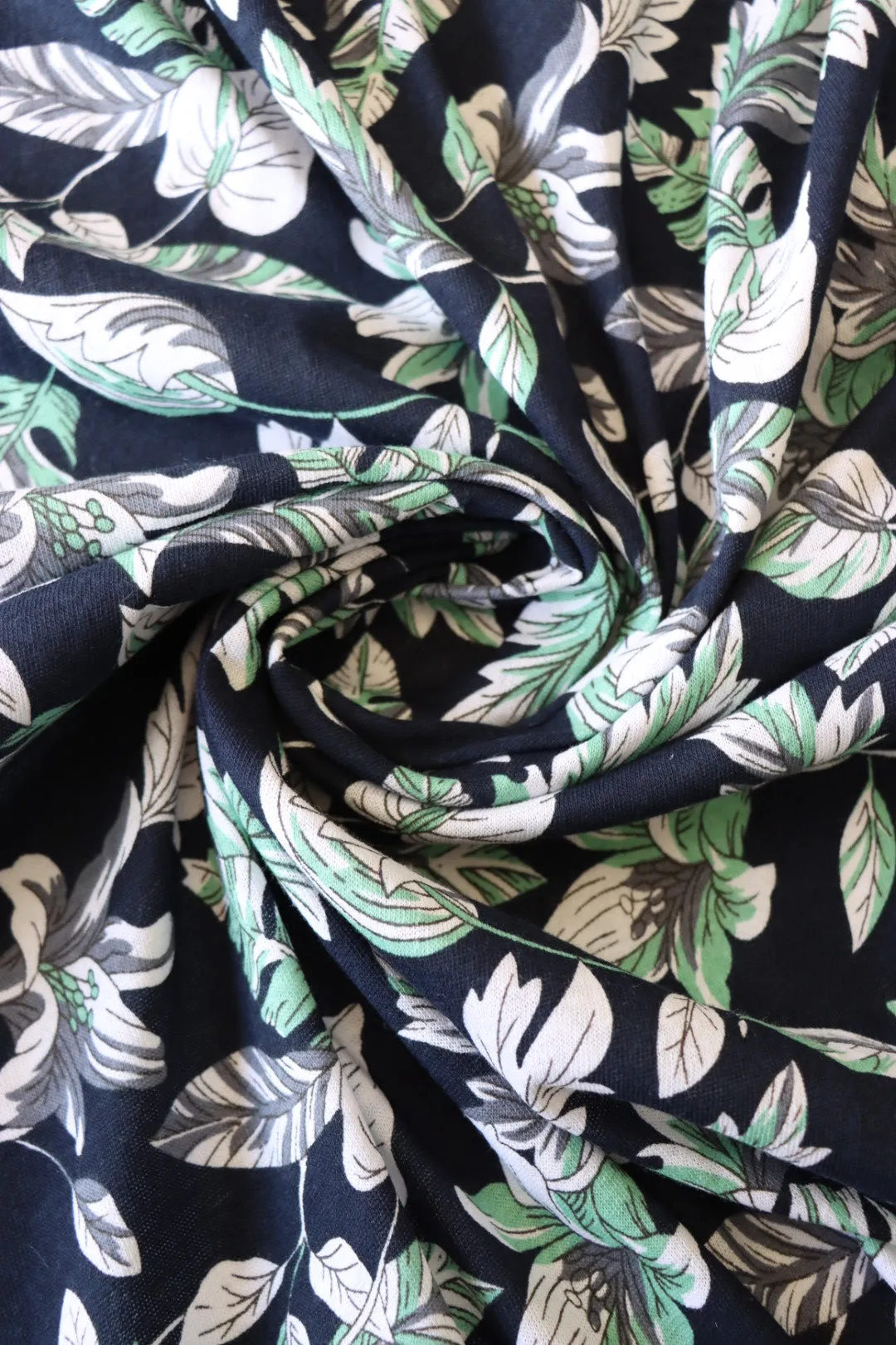 Flora & Fauna on Navy 100% Cotton Jersey