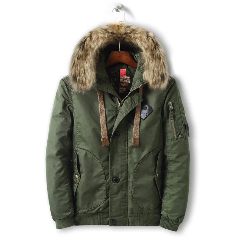 GEE2 GD FASHION HOMME FAUX FUR THICK HOODED COATS