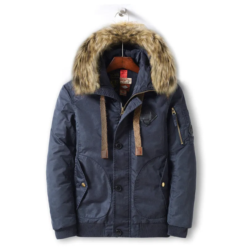 GEE2 GD FASHION HOMME FAUX FUR THICK HOODED COATS
