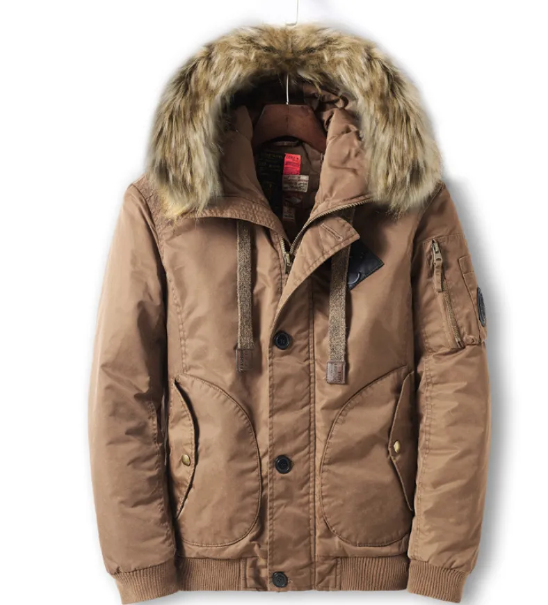 GEE2 GD FASHION HOMME FAUX FUR THICK HOODED COATS