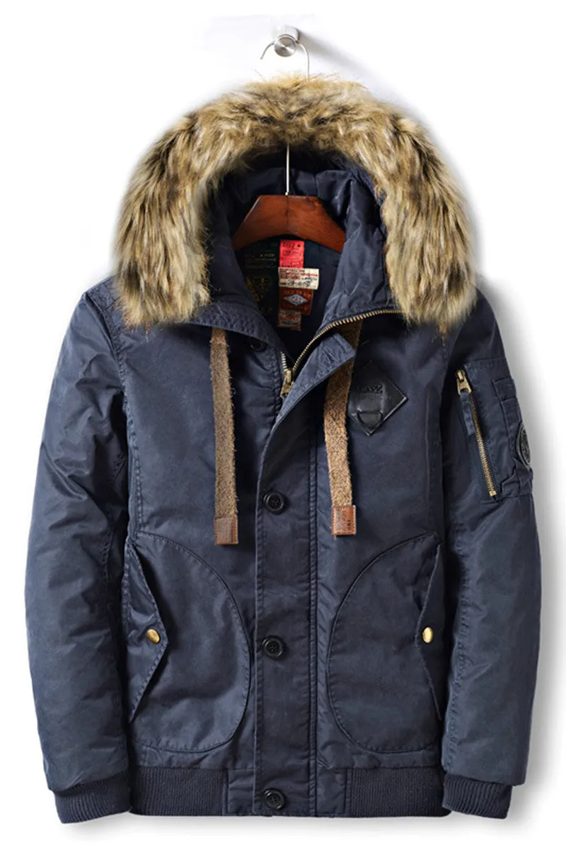 GEE2 GD FASHION HOMME FAUX FUR THICK HOODED COATS