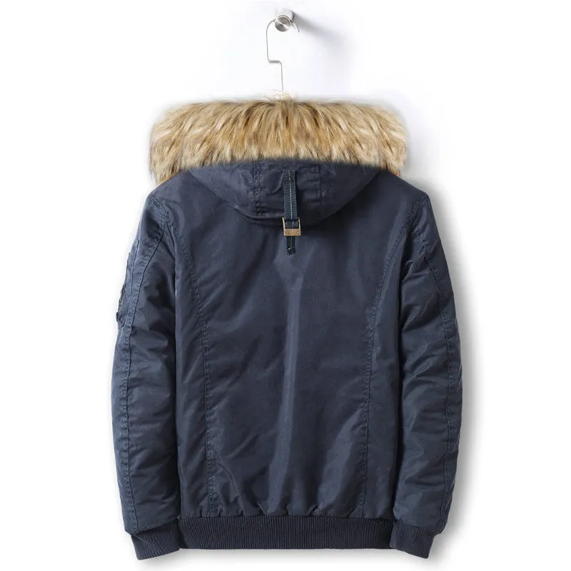 GEE2 GD FASHION HOMME FAUX FUR THICK HOODED COATS