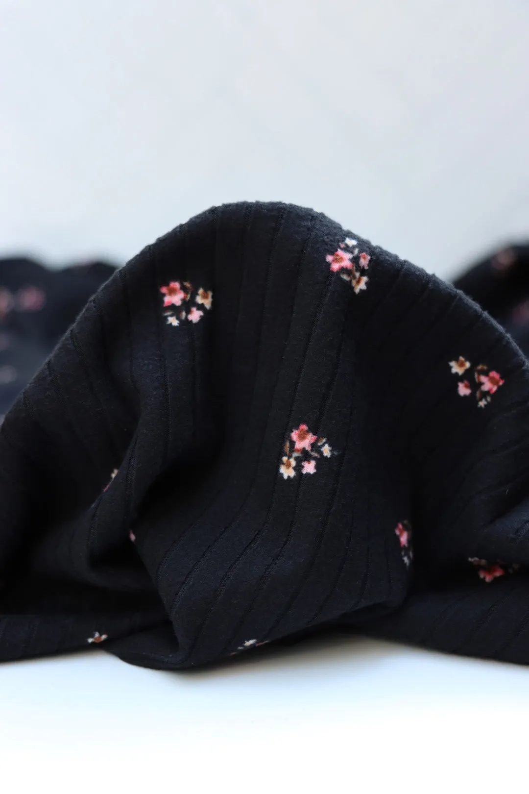 Gina on Black Yummy 8x3 Rib Knit