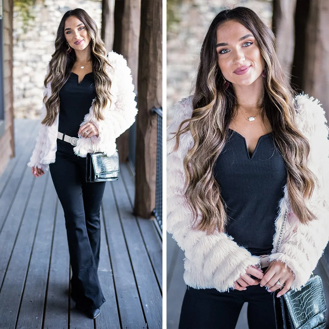 Here For The Drama Cream White Faux Fur Jacket