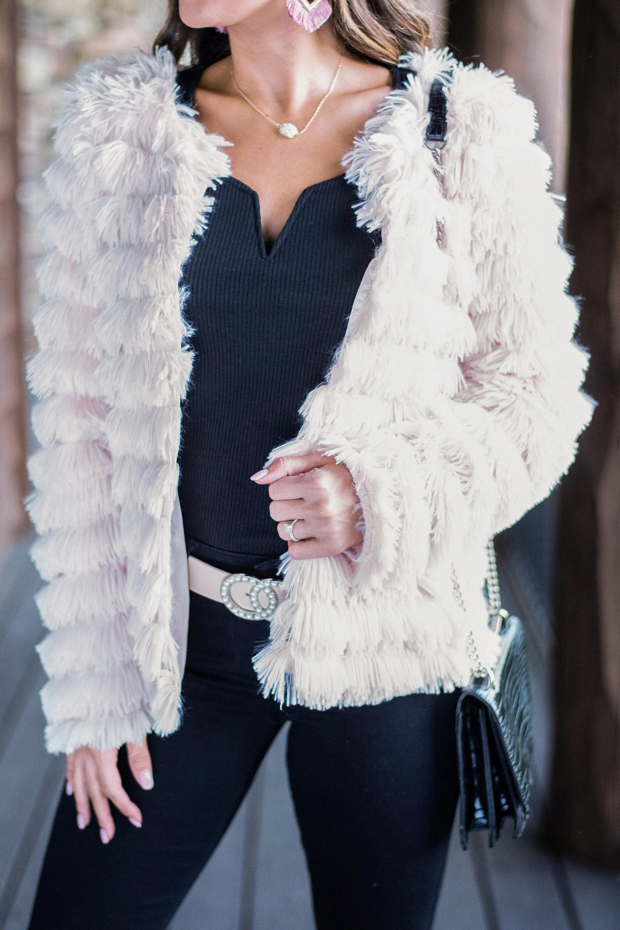 Here For The Drama Cream White Faux Fur Jacket