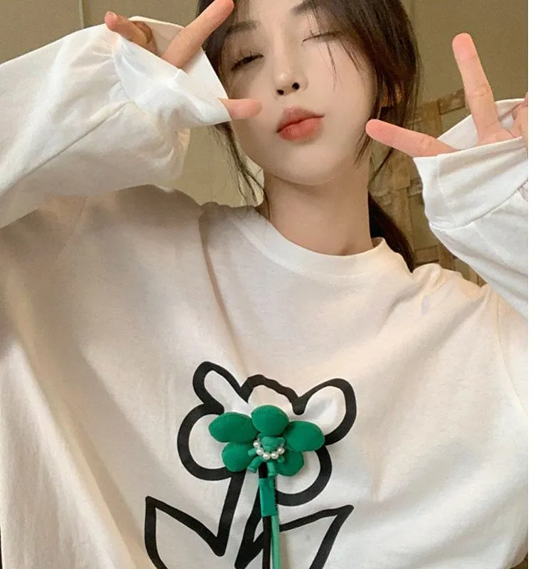 Kawaii Stereo Floral Loose T-shirt