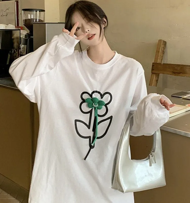 Kawaii Stereo Floral Loose T-shirt
