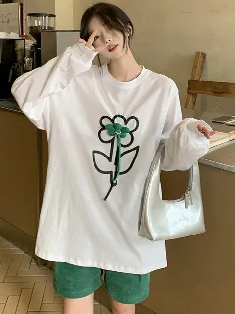 Kawaii Stereo Floral Loose T-shirt