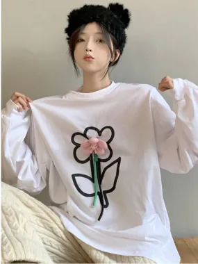 Kawaii Stereo Floral Loose T-shirt