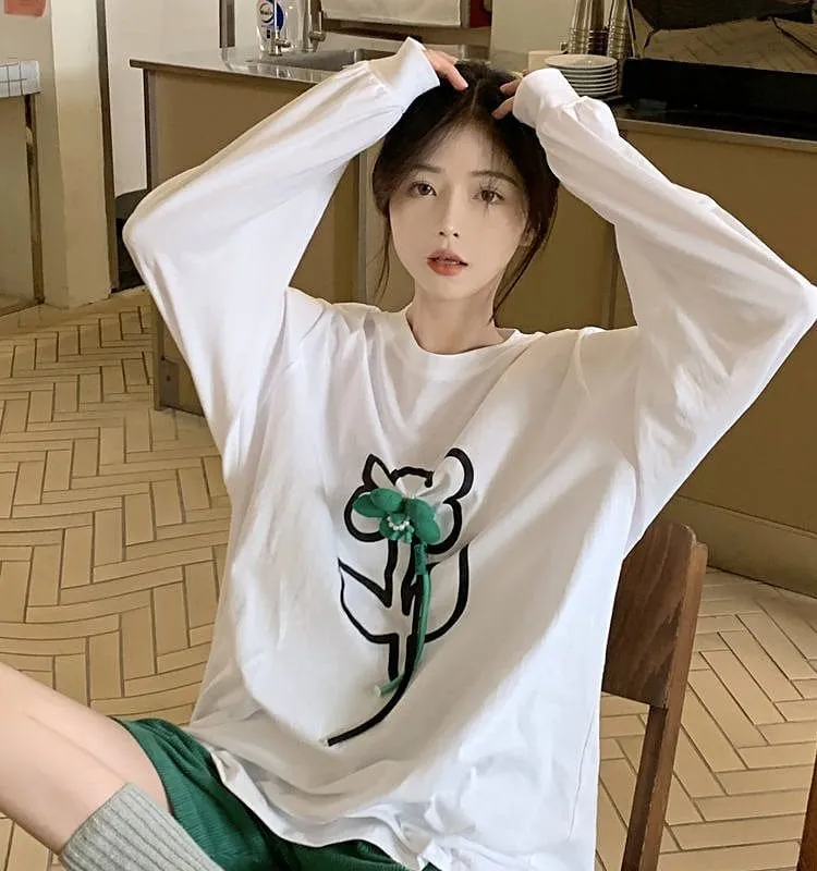Kawaii Stereo Floral Loose T-shirt