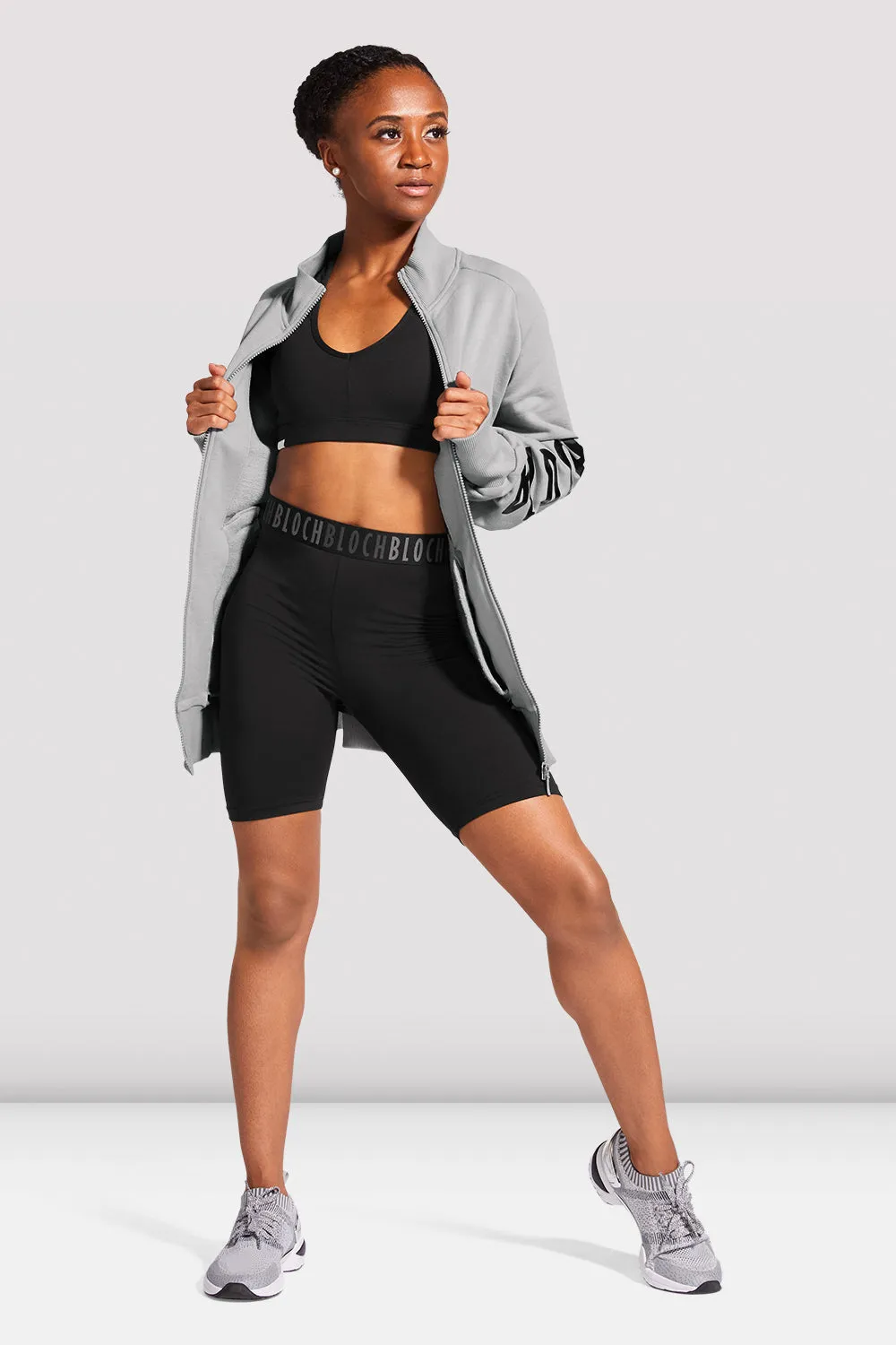 Ladies Zip Front Logo Funnel Neck Top