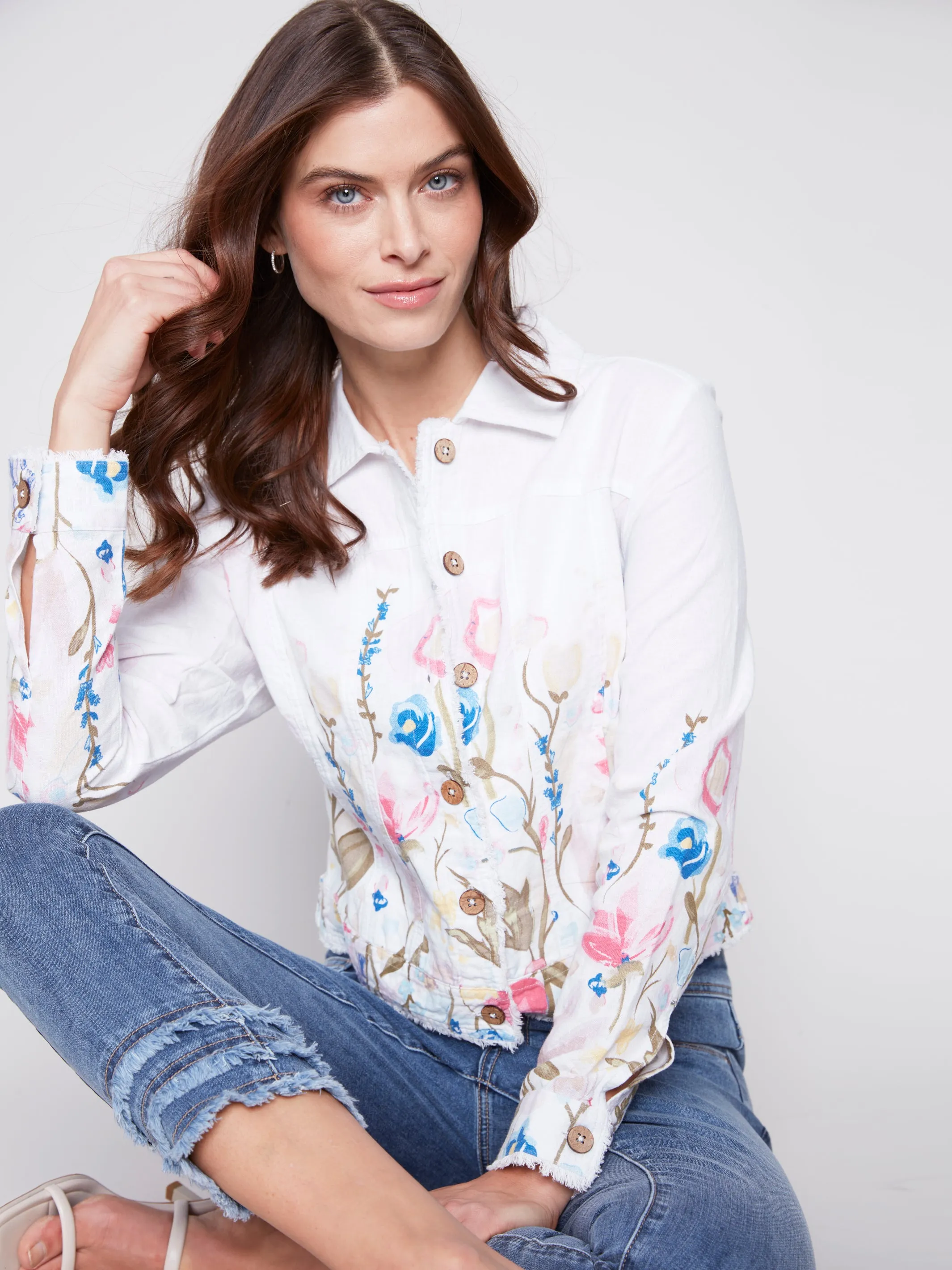 Linen Jacket With Frayed Edges