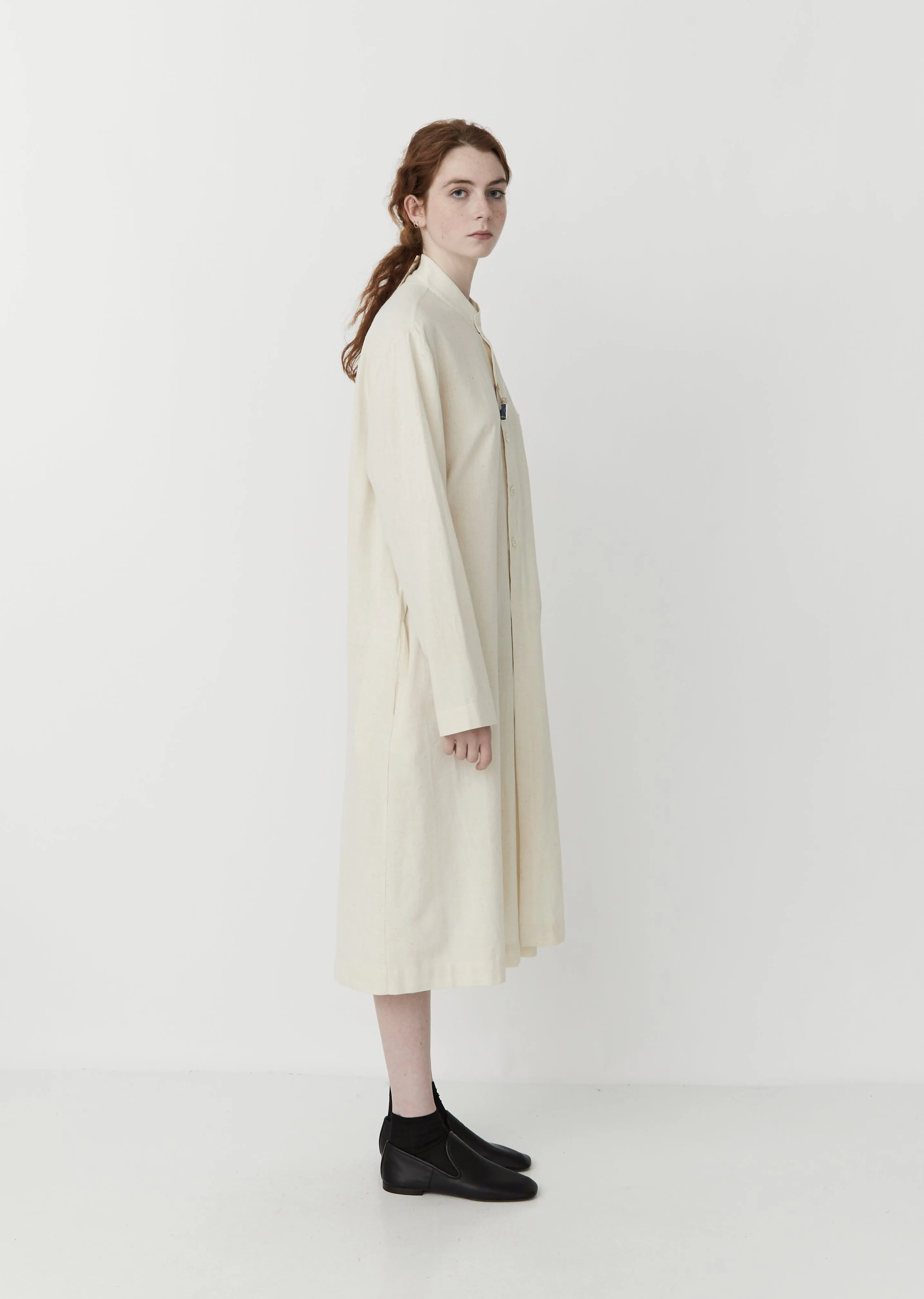 Long Natural-Dyed Jacket / Dress — Ecru