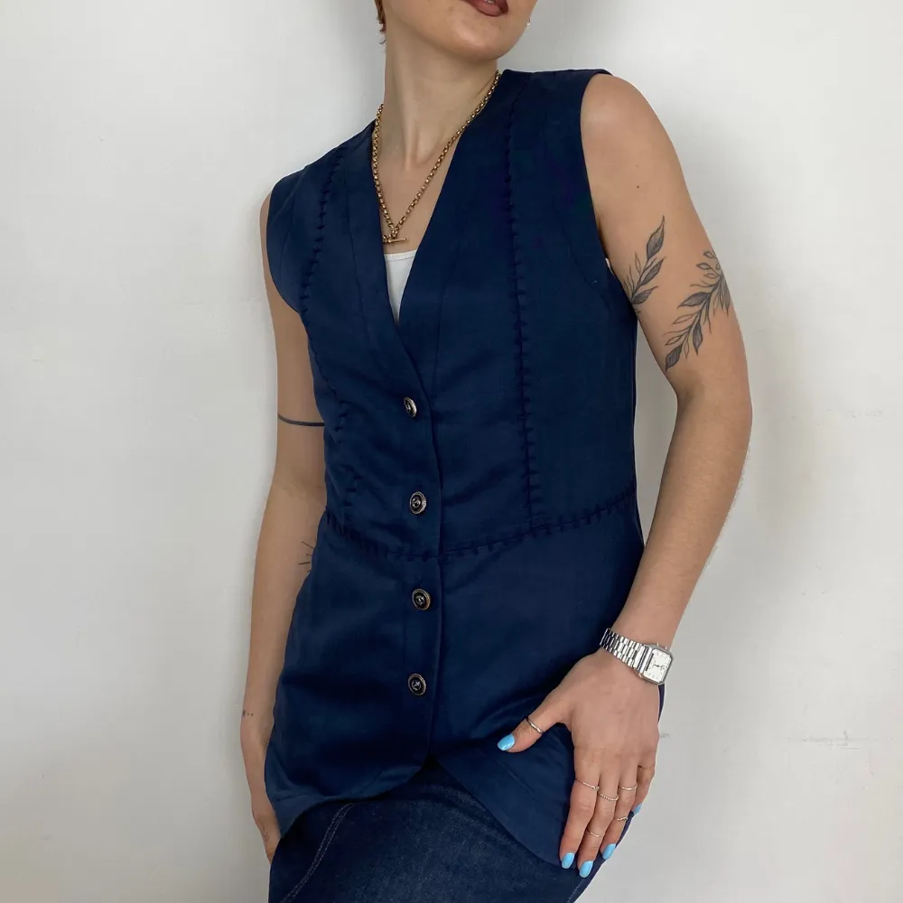 Longline Navy Vest - XS/S