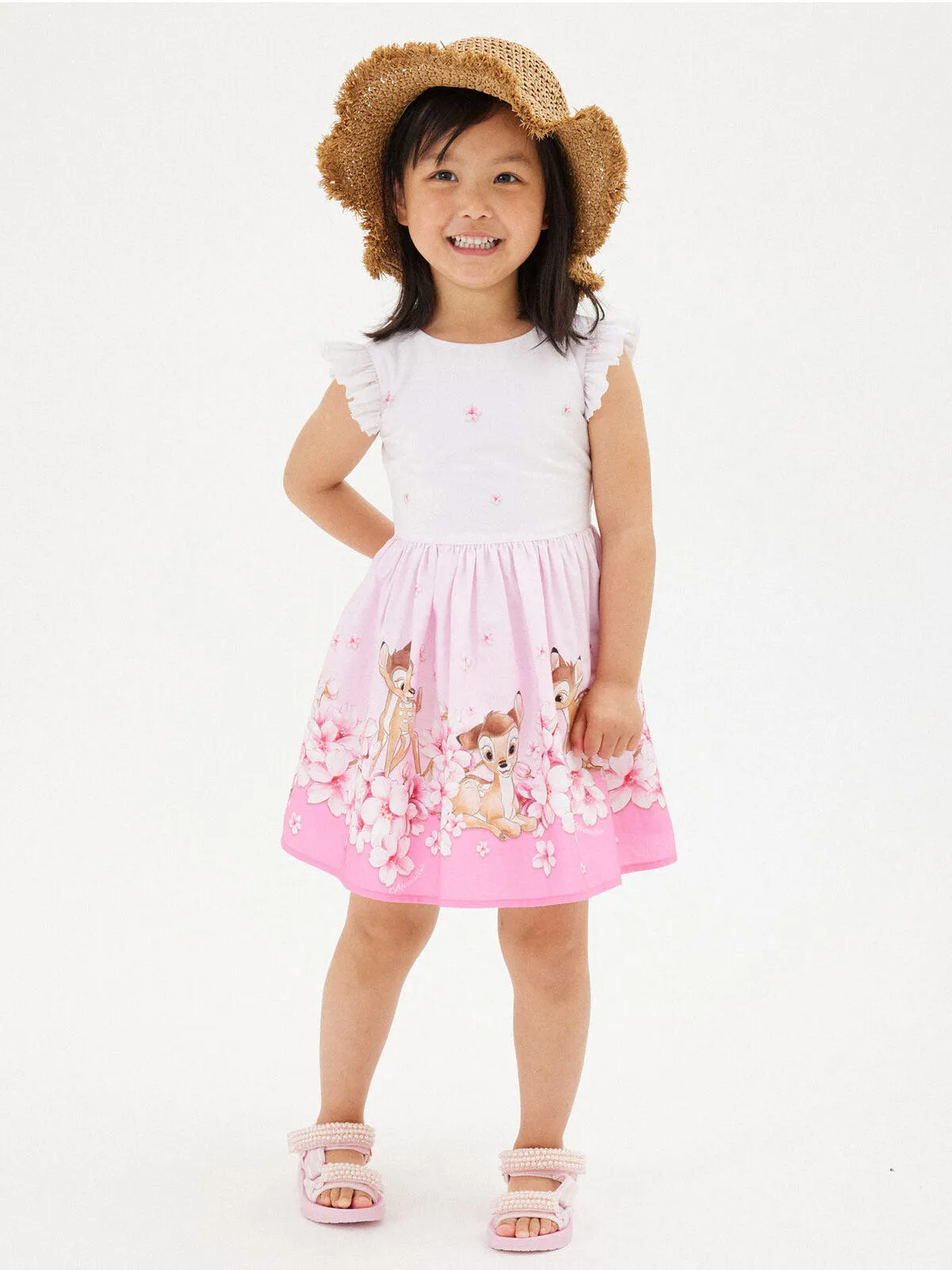 Monnalisa - girl's straw hat with flowers-19E065