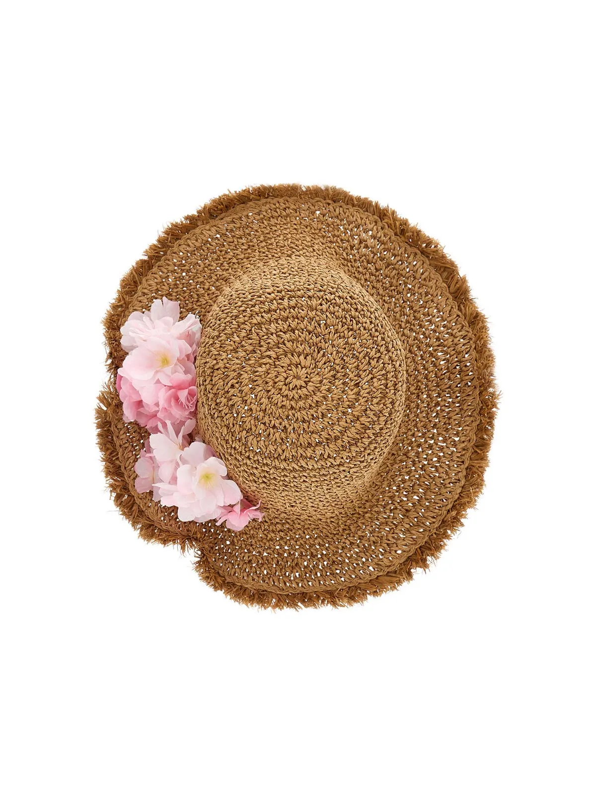 Monnalisa - girl's straw hat with flowers-19E065
