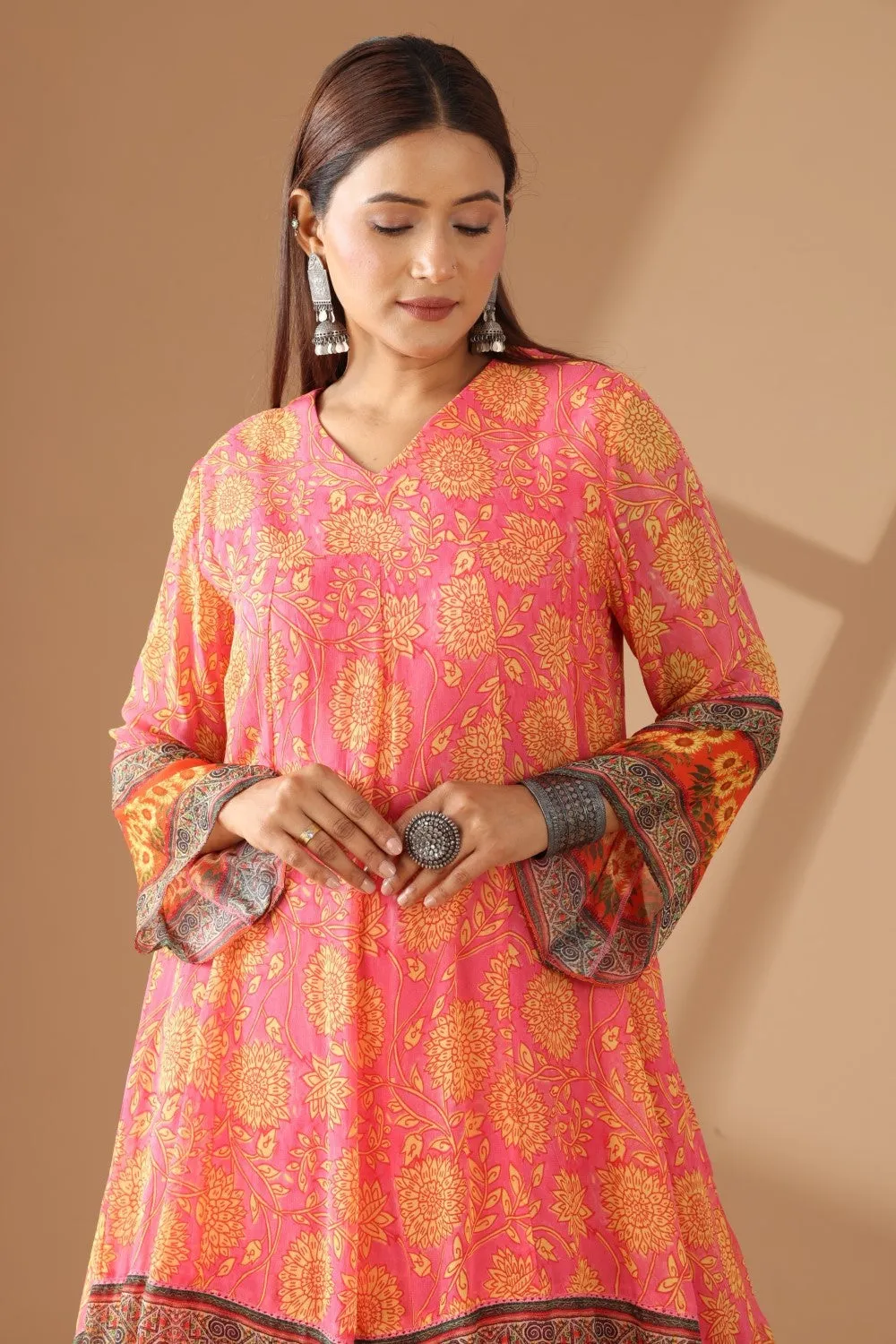 Morganite Anarkali Set
