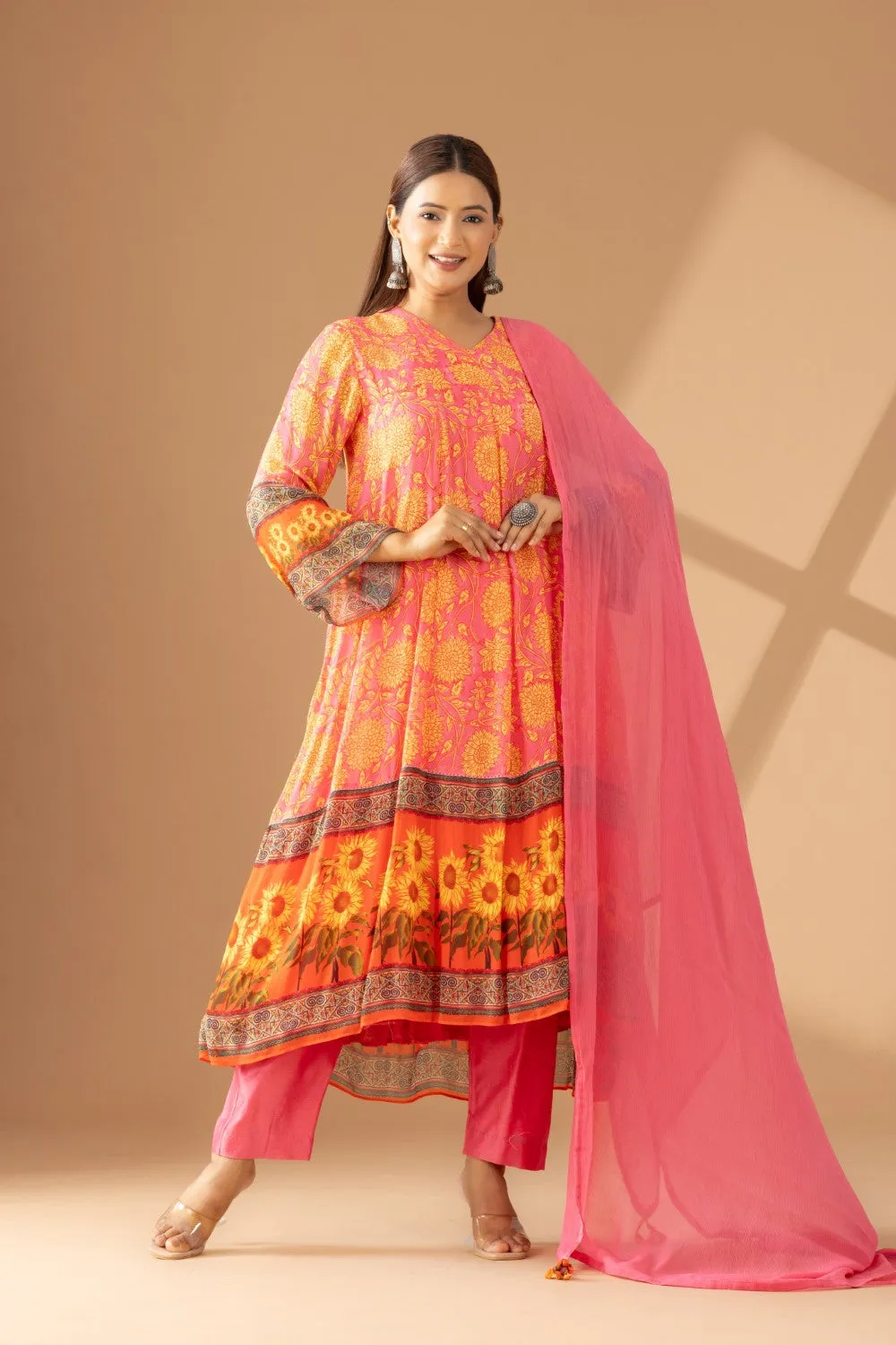 Morganite Anarkali Set