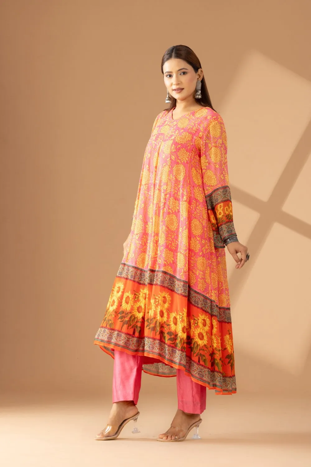 Morganite Anarkali Set