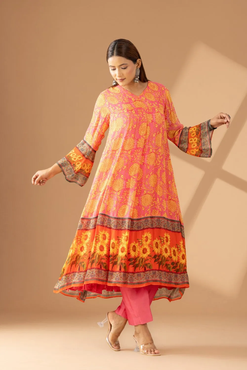 Morganite Anarkali Set