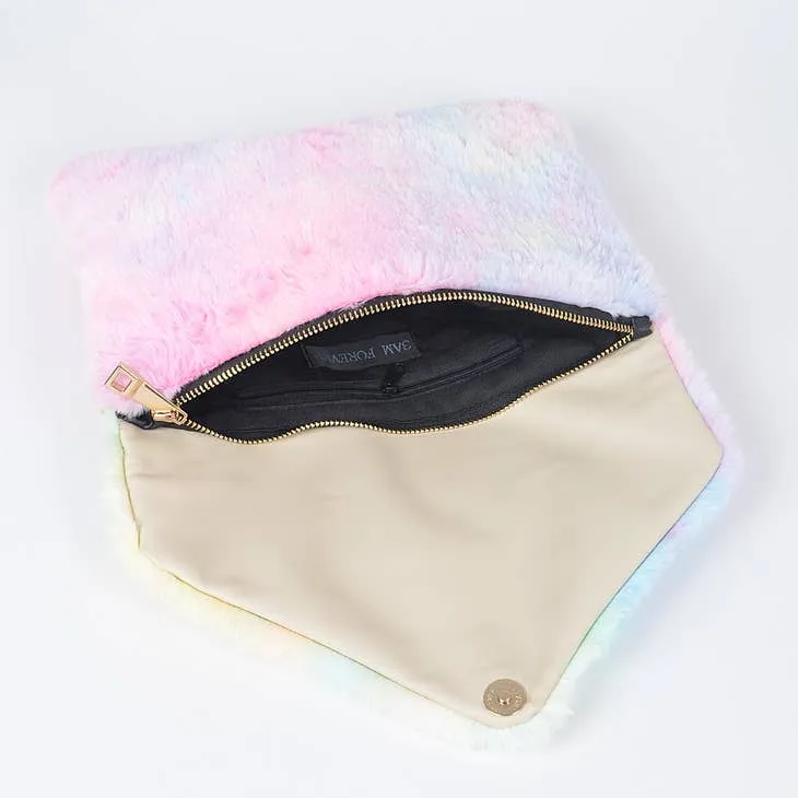 Multi Colored Faux Fur Envelope Clutch