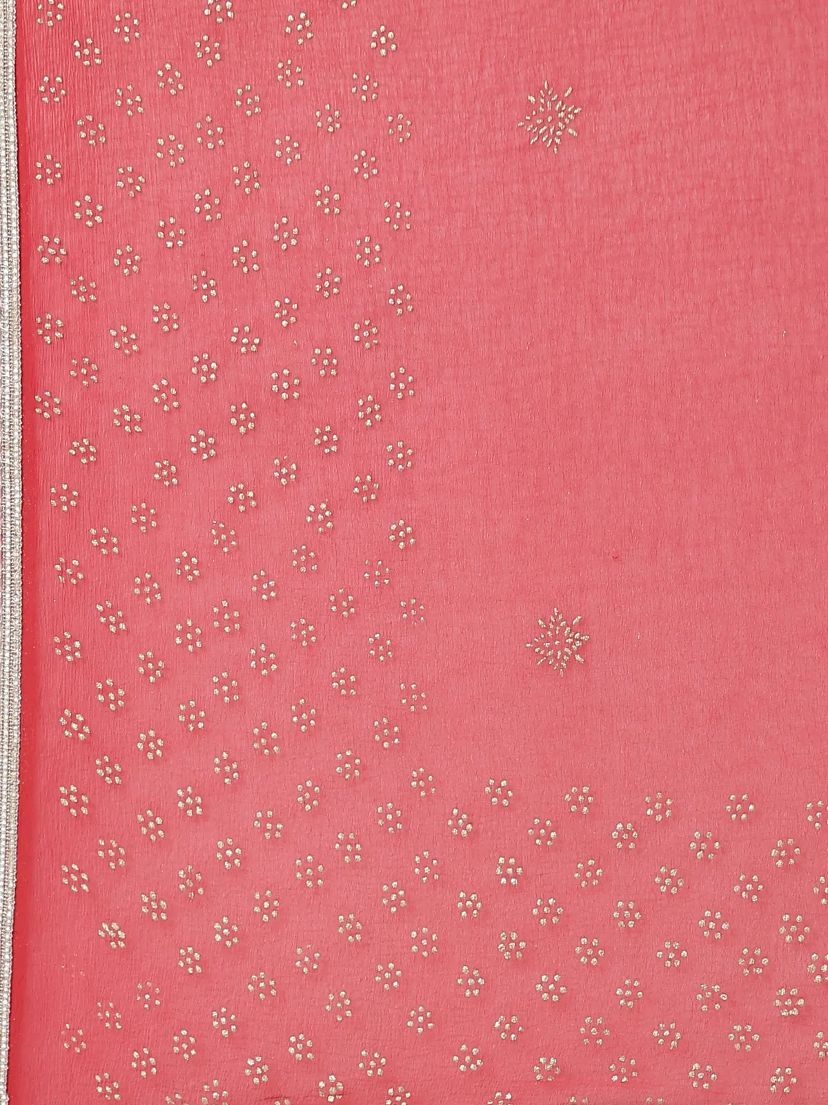 Neeru's Red Regular Calf Length Printed Kurta Printed Trousers With Dupatta
